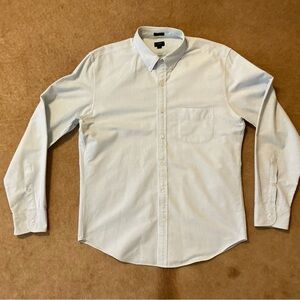 J. Crew Slim Fit Striped Oxford Blue and White L